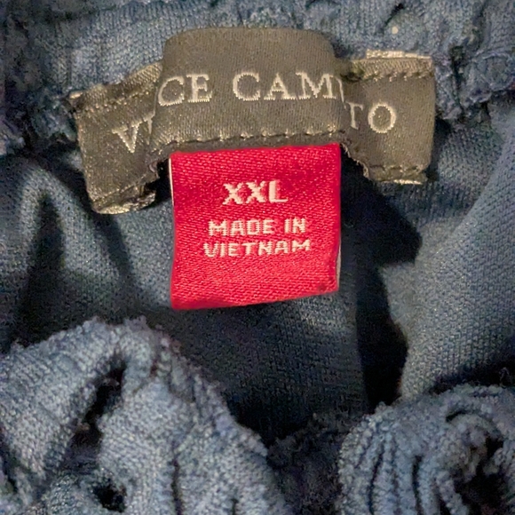 Vince Camuto Blue Puff Sleeve Smocked Blouse - Picture 6 of 7